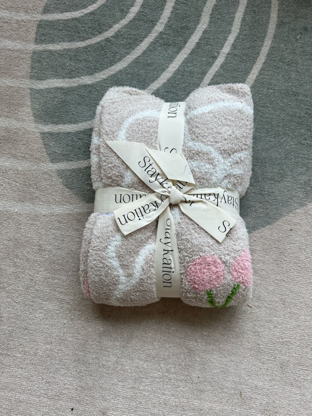 StayKation Cozy Plush Throw Blanket with Cherries